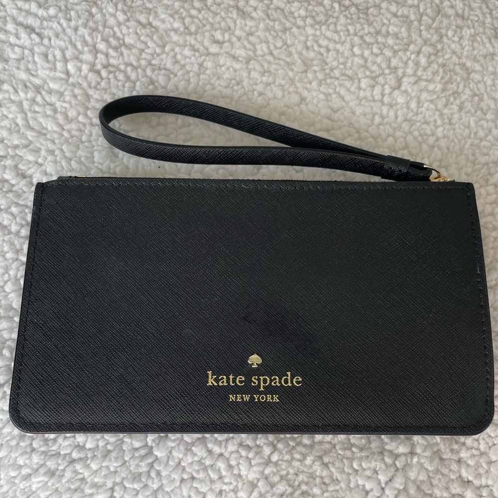 Kate Spade Black Soft Leather Snap Travel Wristlet